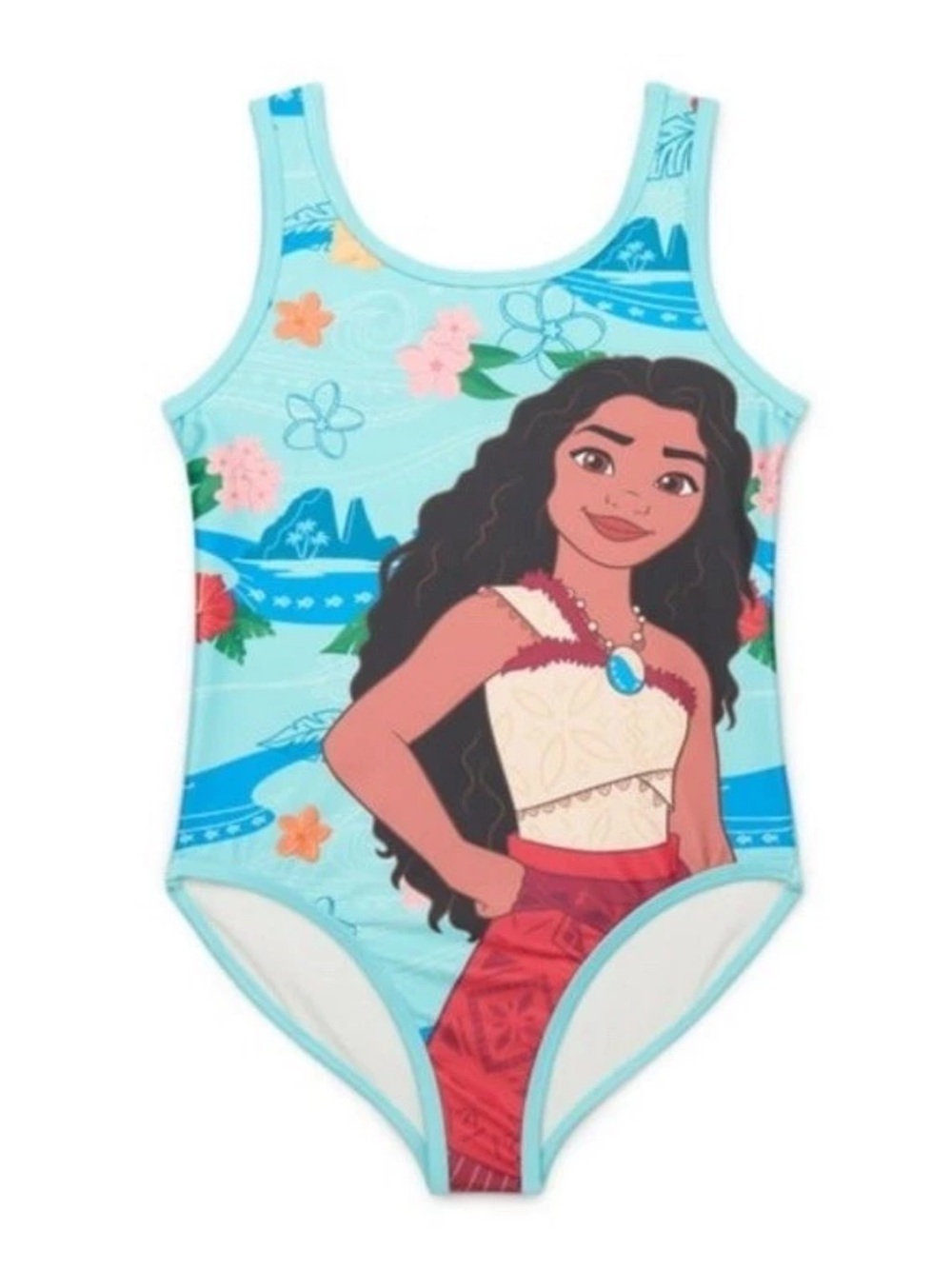 Girls Blue Moana Character One-Piece Swimsuit